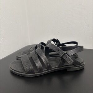 Crocs Tulum Glitter Sandals Black Womens Size 6 Strappy Casual Lightweight